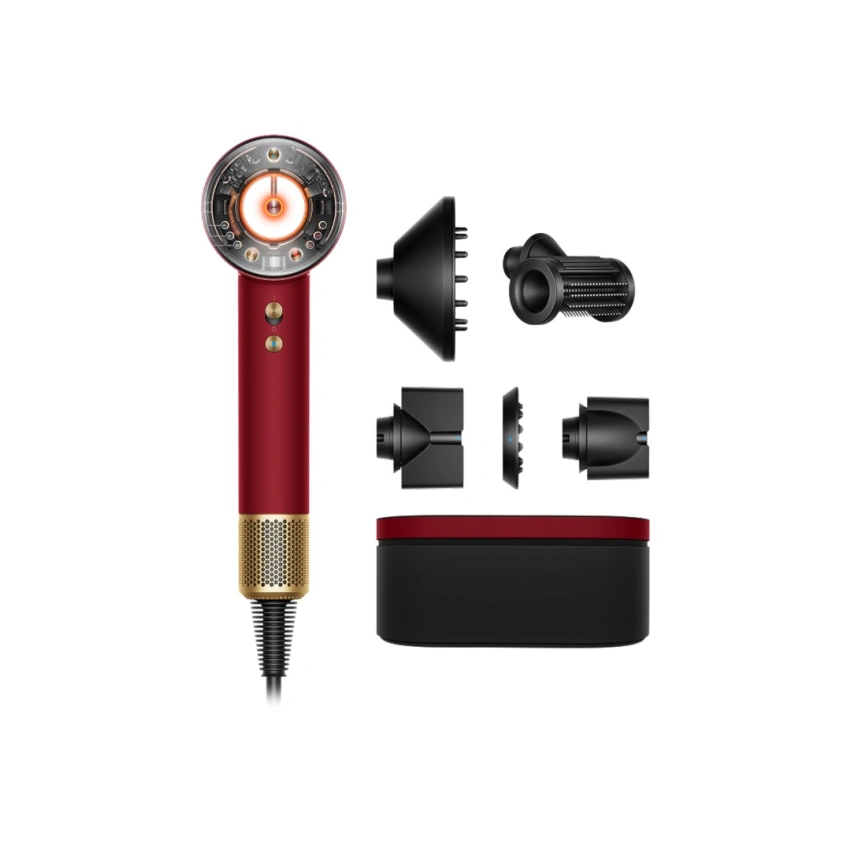 Фен Dyson HD16 Supersonic Nural Straight+Wavy бархатно‑красный/золото - 0