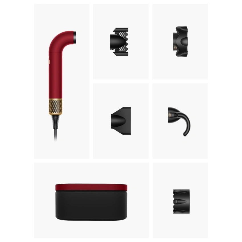 Фен Dyson HD17 Supersonic R Straight+Wavy бархатно‑красный/золото - 1